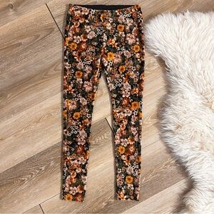 Zara Girls 11/12 Y Velvet Ribbed Floral Leggings